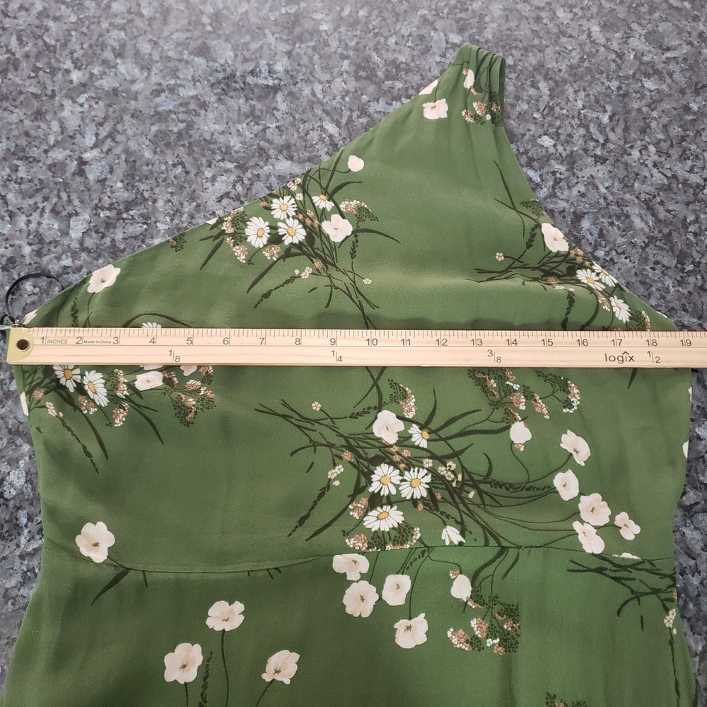 Reformation Dress Size 12 Evelyn Green Floral One Shoulder Maxi Gown ~ FLAWED - Picture 16 of 16